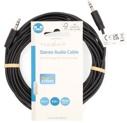 Nedis CAGL22000BK50 sztereo audio kábel, 3, 5 mm jack dugó - 3, 5 mm jack dugó, 5m (CAGL22000BK50)