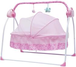  Elektromos baba bölcső, 5 állítható sebesség, távirányító működés, Rózsaszín