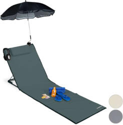  RelaxDays Napozóágy Napernyővel - Antracit - 197cm