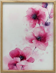  VÁSZON KÉP RÓZSASZÍN VIRÁGOKHOZ FEHÉR HÁTTÉRA 70x100 CM KERETTEL