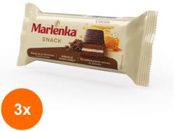 Marlenka Set 3 x Prajitura Snack, cu Miere si Cacao, Marlenka, 50 g
