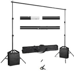  Photo Video Studio háttérállvány, állítható teleszkópos rendszer, hordtáska, 2, 6x3m, Új hozzáadása homokzsák