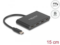 Delock USB 3.2 Gen 1 USB Type-C Hub 3 db USB Type-C Anya és 1xUSB Type-C PD 100 Watt
