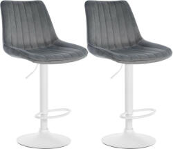Toni bársony bárszék trombitatalppal 2 db-os szett sötétszürke-fehér 324076