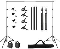  Alumínium fotó háttér -támogató állvány, zöld képernyő, fotózási stúdió keret, 2x3m