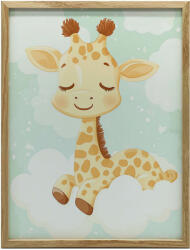  Fali Plakát Zsiráf Felhőn Fa Kerettel 70x100 Cm