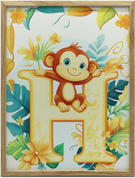  VÁSZONFESTMÉNY H BETŰ MAJOMAL, TROPIKUS 70x100 CM KERET NÉLKÜL