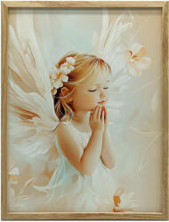  FALRA VALÓ PLAKÁT FEHÉR FA KERETBEN BARÁZÓ ANGYAL 30x40 CM