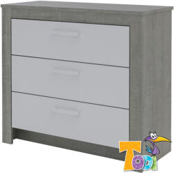 Todi Cube 2 - 3 fiókos komód (szürke osló tölgy - magasfényű fehér) - pepita