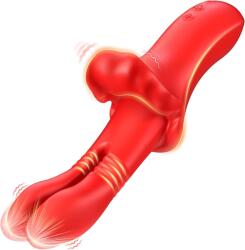 SuperLove 4in1 Dual Thrusting Vibrator Red Vibrator