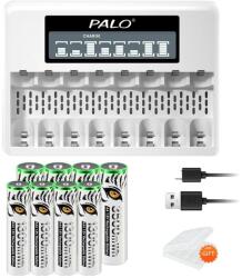 Palo Újratölthető Li-ion akkumulátor, LCD kijelző, USB töltő, 4AA4AAA 1Charger