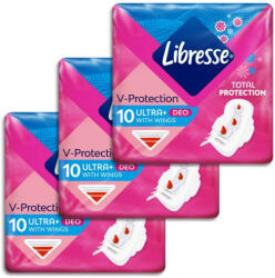 Libresse Ultra+ Deo Freshness & Protection enyhén illatosított szárnyas egészségügyi betét (3x10 db)