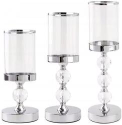 Estilo Home 3 db-os, fényes króm gyertyatartó szett 5905623250809 (EH0056)