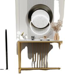  Konzolasztal, márvány teteje, arany fém keret, fekete