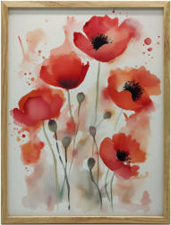  VÁSZON FESTMÉNY FALI VÖRÖS MÁKHOZ Akvarellben KERET NÉLKÜL 70x100