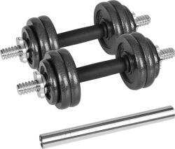 Rebel Állítható öntöttvas kézisúlyzók bőröndben rúddal, 15kg készlet REBEL ACTIVE (RBA-2327-15)