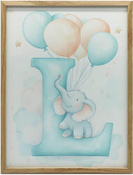  FESTMÉNY VÁSZONRA I. BETŰ Léggömbbel és ELEFÁNTTAL 50x70 CM KERET NÉLKÜL