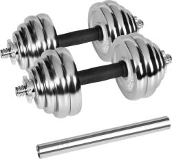 Rebel Krómozott állítható öntöttvas súlyzók tárolóban, rúd, készlet 30 kg REBEL ACTIVE (RBA-2326-30)