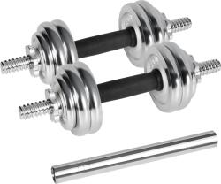 Rebel Állítható krómozott öntöttvas súlyzók kofferrel és rúddal, 15 kg REBEL ACTIVE készlet (RBA-2326-15)