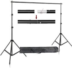 Photo Video Studio háttérállvány, állítható teleszkópos rendszer, hordtáska, 2x3m, Új rendszeres