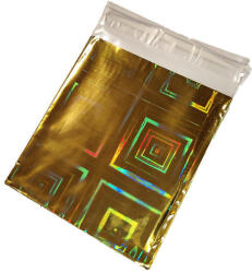  Fényes arany kis celofán ajándéktasak gyűrűhöz, fülbevalóhoz, kulcstartóhoz (kb. 7 cm)