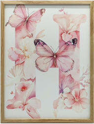  FESTMÉNY VÁSZONRA ROMANTIKUS H BETŰ VIRÁGOK LEPKÉK 50x70 KERET NÉLKÜL