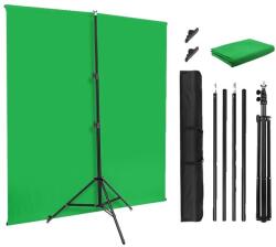  Fotózási háttérkészlet, 5x6.5ft méretű, könnyen összeállítható, zöldszövet