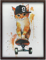  Fali Plakát Fekete Keretes Cat Snowboard 70x100 Cm