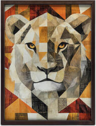  Keret Fali Plakát Fekete Oroszlán Geometriában 60x90 Cm