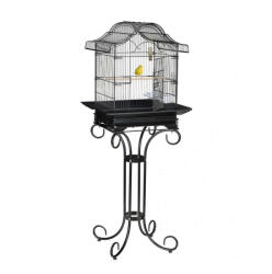  Acél Madárkalitka Állvánnyal - Fekete - 146, 5x55x50 cm