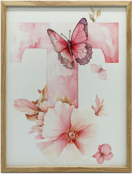  KERET FALI PLAKÁT T BETŰ VIRÁGAL ÉS LEPKEKKEL 70x100 CM