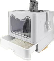  Macska alom doboz, elülső bejárati kialakítás, összecsukható és nagy, SZÜRKE