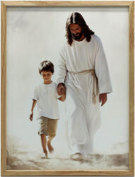  Spacer z Jezusem, 70x100 cm, rama drewniana ciemny brąz, papier matowy 230 gsm