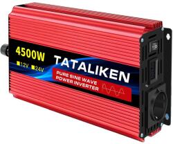  Inverter, tiszta szinuszhullám, LED kijelző, 4500W EU, Európa, 12V50Hz