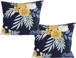  2 db mikroszálas díszpárnahuzat-szett FLOWERISH 45x45 cm, sötétkék