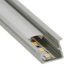 Lumines Type-V Ezüst - Süllyeszthető LED szalagos alumínium profil (Opál búrával) (LUMINES-V2-S + LUMINESB2-K2020-ML PVC)