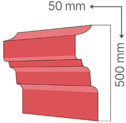 ANRO Kültéri díszléc BR-83/E - felületkezelt homlokzati párkány, kérgesített kivitel (BR-83/E Kérgesített (XPS))