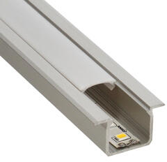 Lumines Type-U Ezüst - Süllyeszthető LED szalagos alumínium profil (Opál búrával) (LUMINES-U2-S + LUMINESB2-K2020-ML PVC)