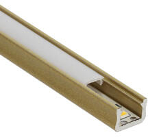 Lumines Type-X Arany - Alumínium U profil LED szalagos világításhoz 12x8 mm (Opál búrával) (LUMINES-X2-G + LUMINESS-K2020-ML PVC)