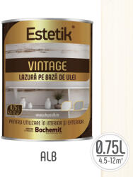 Estetik Vintage Lazura lemn ESTETIK VINTAGE 0.75L ALB, protectie UV (ESTKVINT-ALB-0.75L)