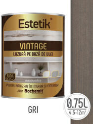 Estetik Vintage Lazura lemn ESTETIK VINTAGE 0.75L GRI, protectie UV (ESTKVINT-GRI-0.75L)