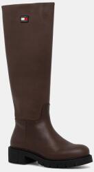 Tommy Jeans csizma TJW STRETCHY LONG SHAFT barna, lapos talpú, EN0EN02828 - barna Női 41