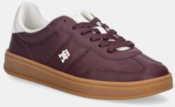 Tommy Hilfiger bőr sportcipő TH HERITAGE SNEAKER SHINY - burgundia Női 36