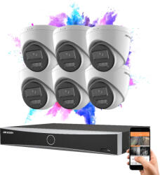 Hikvision 6 dome biztonsági kamerás IP kamera rendszer 8MP színes éjjellátással