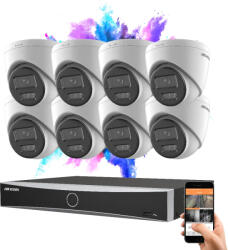 Hikvision 8 dome biztonsági kamerás IP kamera rendszer 8MP színes éjjellátással
