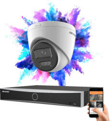 Hikvision 1 dome biztonsági kamerás IP kamera rendszer 8MP színes éjjellátással