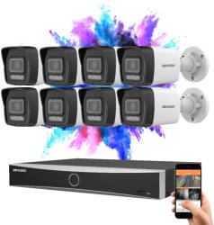 Hikvision 8 biztonsági kamerás IP kamera rendszer 8MP színes éjjellátással