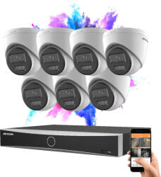Hikvision 7 dome biztonsági kamerás IP kamera rendszer 8MP színes éjjellátással