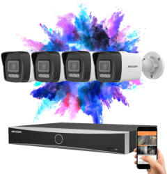 Hikvision 4 biztonsági kamerás IP kamera rendszer 8MP színes éjjellátással
