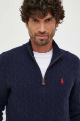 Ralph Lauren gyapjú pulóver férfi, sötétkék, félgarbó nyakú - sötétkék M